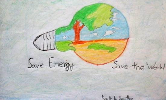 Save Energy, Save the World, painting by Karthik H Unnithan
