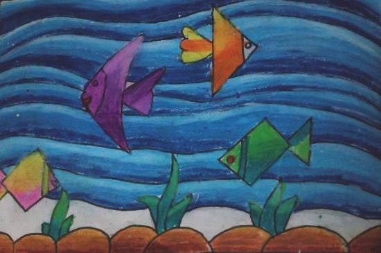 Fishes, painting by Krisha Mudit Karnawat