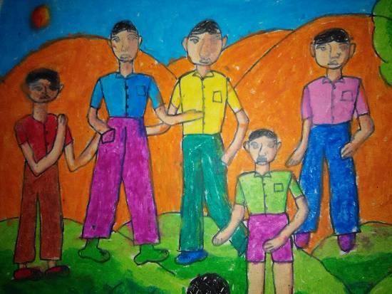 Friends, painting by Kunal B Paradava