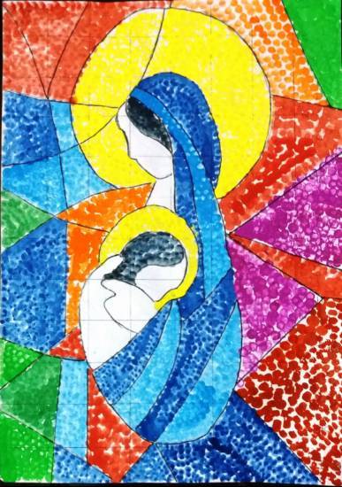 Painting  by Parinaz Hoshedar Davar - Mother Mary