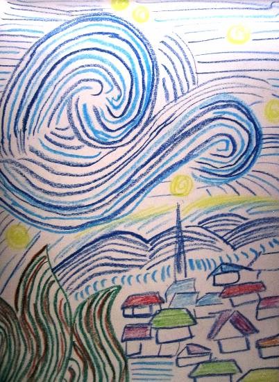 Abstract - Village, painting by Parinaz Hoshedar Davar