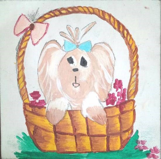 My pet Dog, painting by Parinaz Hoshedar Davar