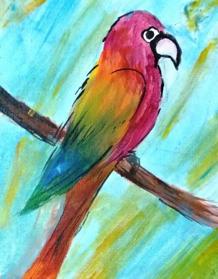 Mittu Parrot, painting by Parinaz Hoshedar Davar