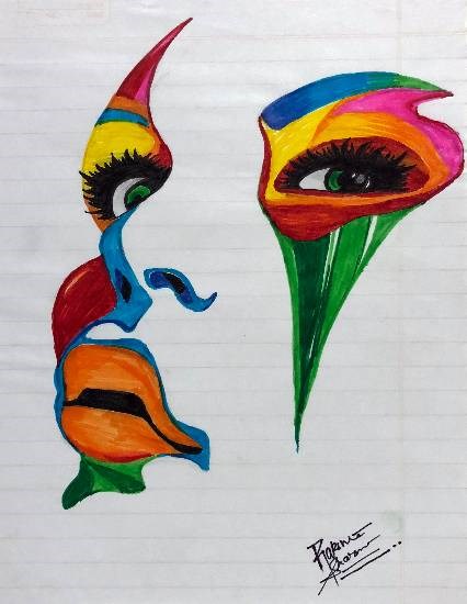 lady face, painting by Rakshta Sharma