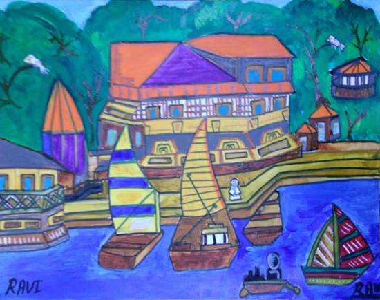 Painting  by Ravi Kumar - Boats