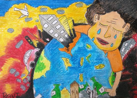 Painting Of Save Earth Save Water In Try Your - GranNino