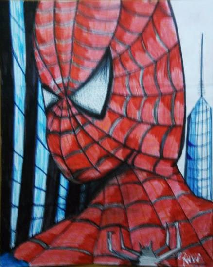 Spiderman, painting by Ravi Kumar