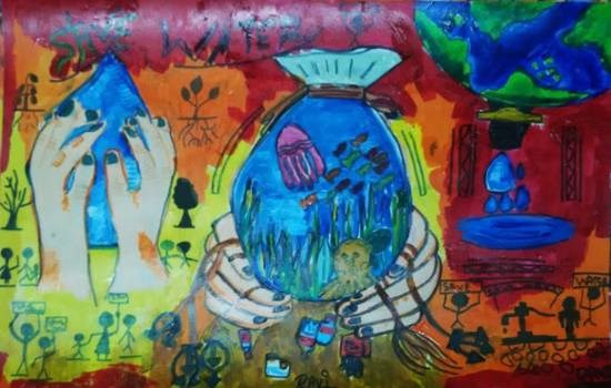 Save water, painting by Ravi Kumar