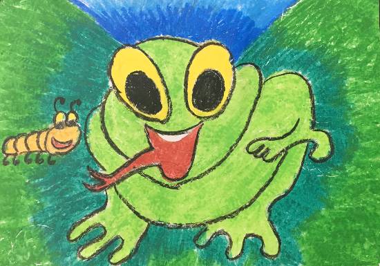 Painting  by Thiyakshwa Sureshkumar - Frogs are green