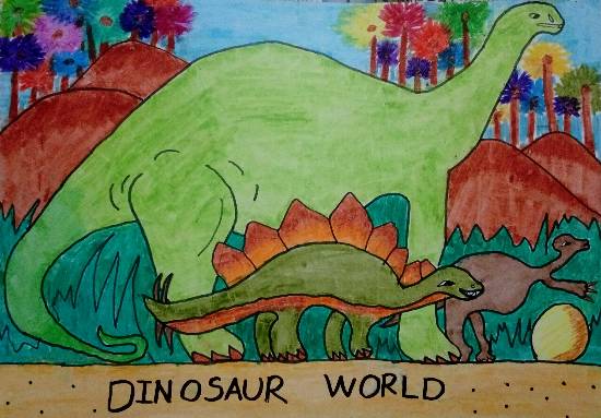 Painting  by Thiyakshwa Sureshkumar - Dinosaur World