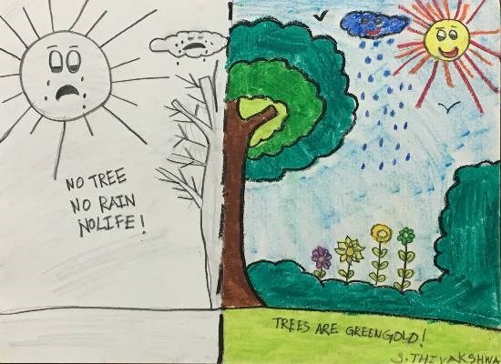 Save Trees - Grow Trees, painting by Thiyakshwa Sureshkumar