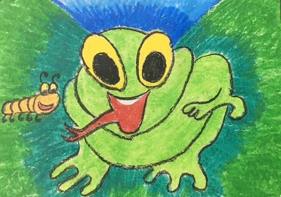 Frogs are green, painting by Thiyakshwa Sureshkumar