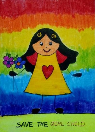 Save the girl child, painting by Thiyakshwa Sureshkumar