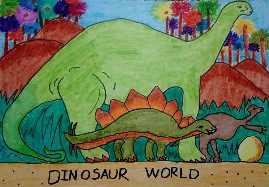 Dinosaur World, painting by Thiyakshwa Sureshkumar