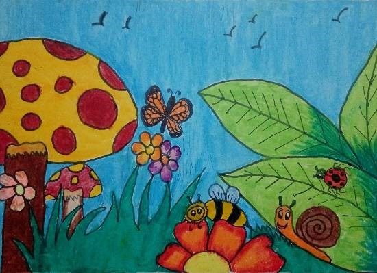 Flowers & Bugs, painting by Thiyakshwa Sureshkumar