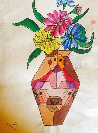 Flower pot, painting by Suhani Bhattacharyya