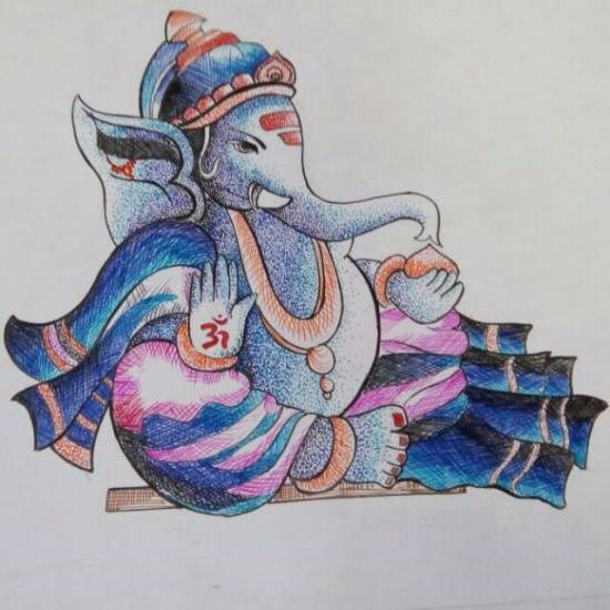 Ganesh - 1, painting by Vaishnavee Kailas Puntambekar