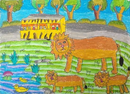 Jungle Safari - 1, painting by Vrisha Milind Jhaveri