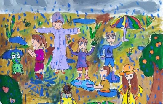 Rain, painting by Vrisha Milind Jhaveri