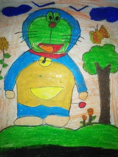 Doraemon, painting by Yug Soni