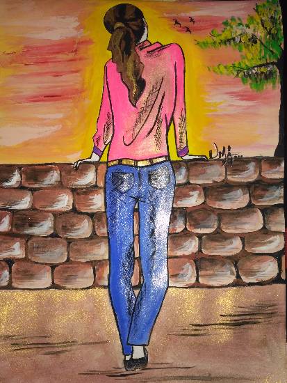 Painting  by Uma Maharana - Beautiful girl
