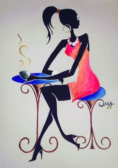 Modern girl, painting by Uma Maharana