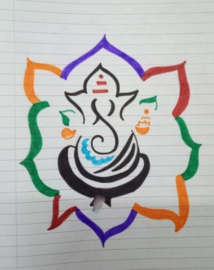 Ganesha, painting by Tithi Mukhopadhyay