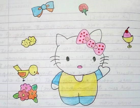 Hello Kitty, painting by Tithi Mukhopadhyay