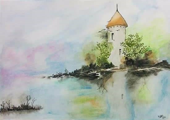 The Tower, painting by Narendra Gangakhedkar