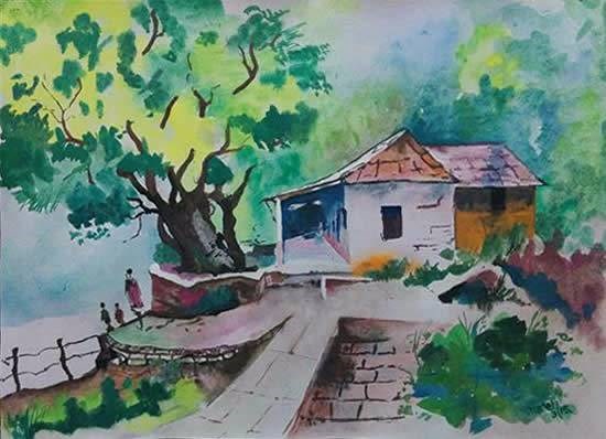 Granny's Place, painting by Narendra Gangakhedkar