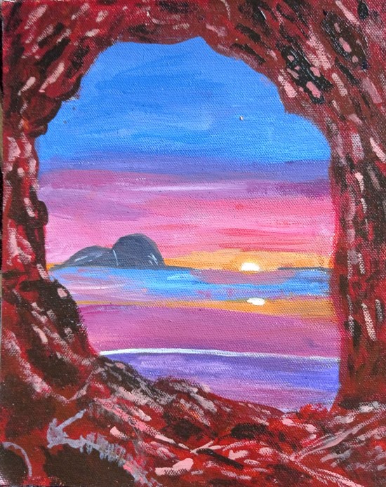 From the cave, painting by Aarna Kalra