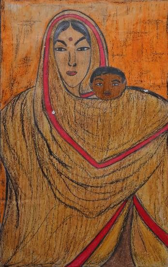 Mother & Child, painting by Janelle Jane Vedamony