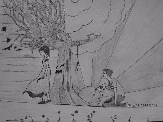 Situation Demands, painting by Vattam Rajesh