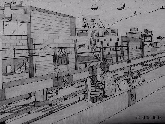 Romantic nights endless talks, painting by Vattam Rajesh