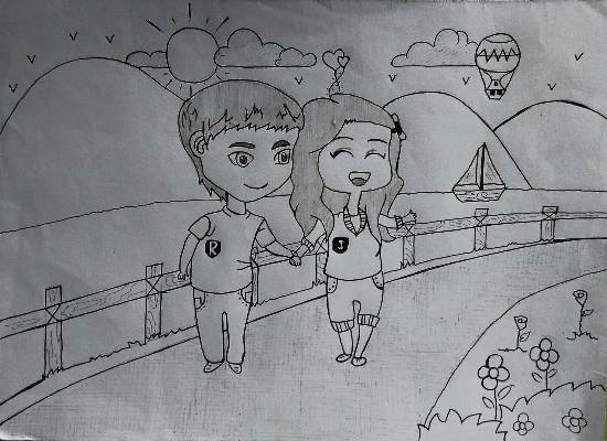 Painting  by Vattam Rajesh - Walking FM