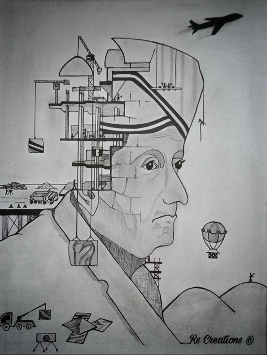 Father of Indian Civil Engineering, painting by Vattam Rajesh