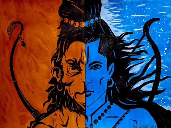 When Fire meets water, painting by Vattam Rajesh