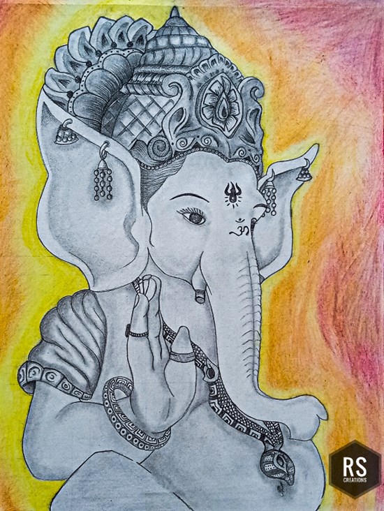 Vakratund, painting by Vattam Rajesh