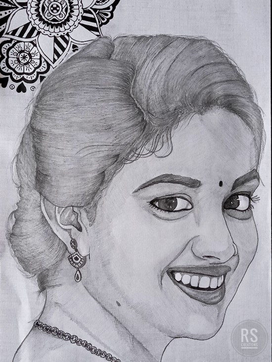 Keerthy Suresh, painting by Vattam Rajesh