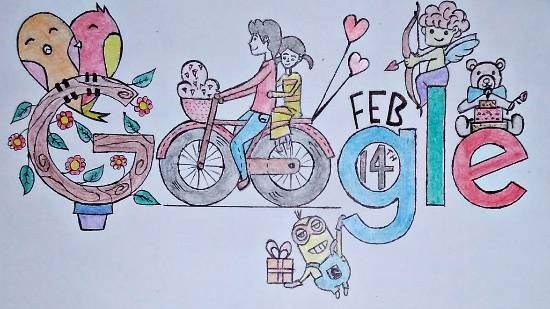 Valentine's day doodle, painting by Vattam Rajesh