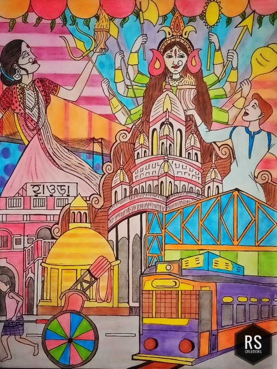 Ride to Kolkata, painting by Vattam Rajesh