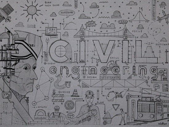 Poster of Civil Engineering, painting by Vattam Rajesh
