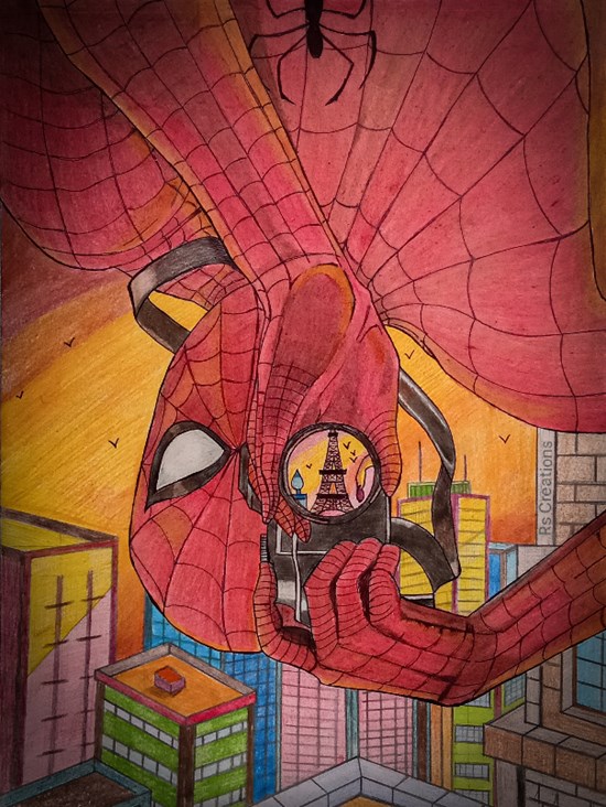 Spidey, painting by Vattam Rajesh