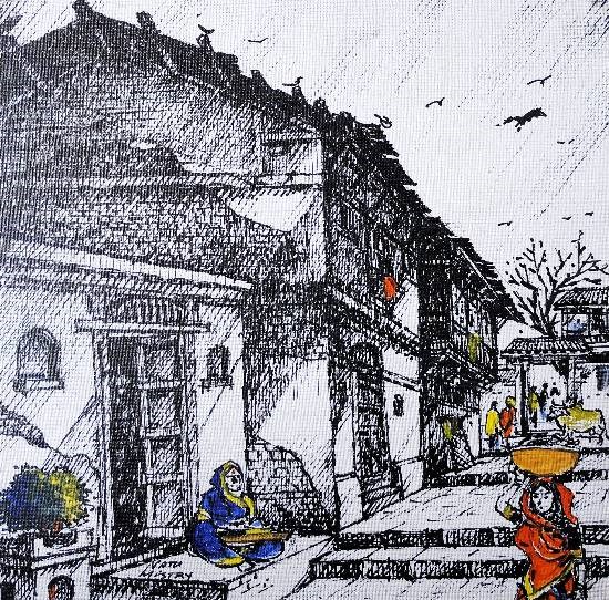 Untitled - 8, painting by Natubhai Mistry