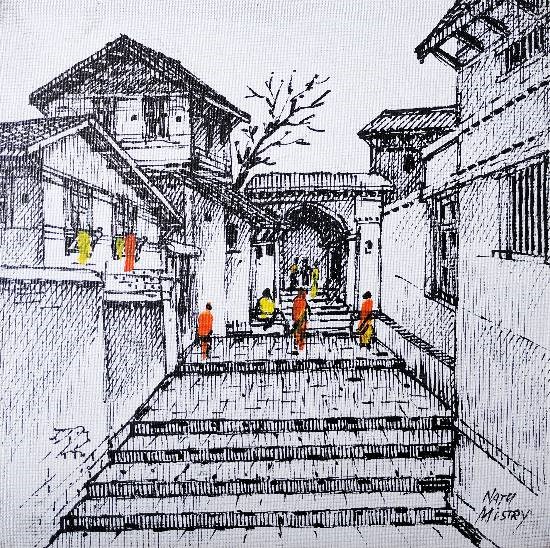 Untitled - 9, painting by Natubhai Mistry