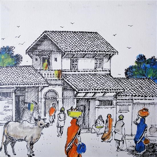 Untitled - 1, painting by Natubhai Mistry