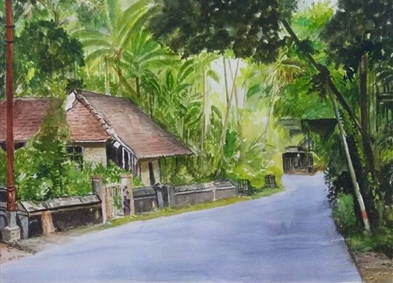Konkan House, painting by Mrudula Bapat