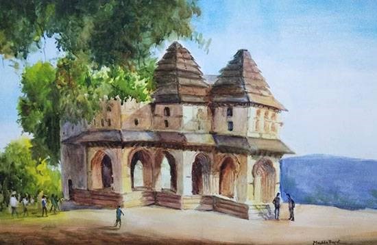 Lotus Palace, Hampi, painting by Mrudula Bapat