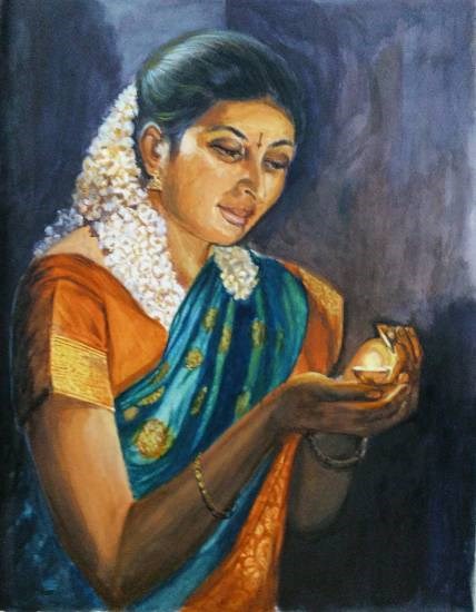 Deepawali, painting by Mrudula Bapat