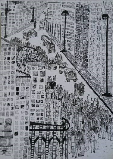 Cityscape - 2, painting by Dighi Banerjee